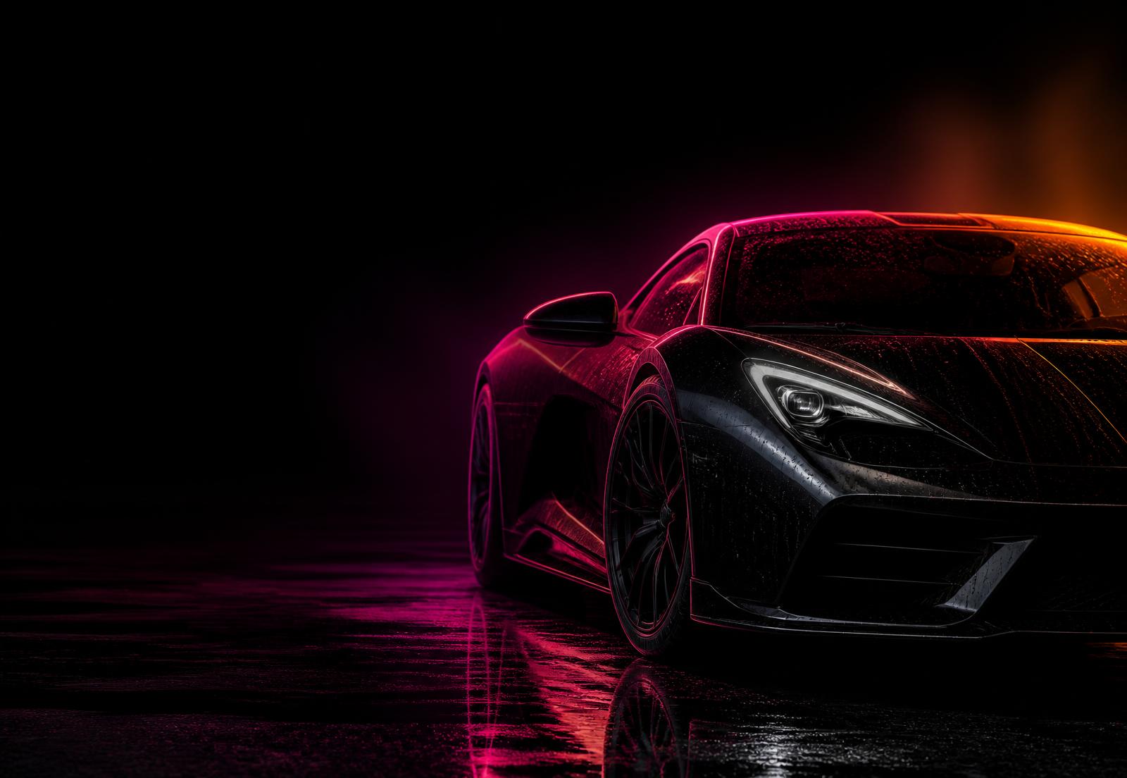 Чорний спортивний автомобіль після детейлінгу в студії Cartel